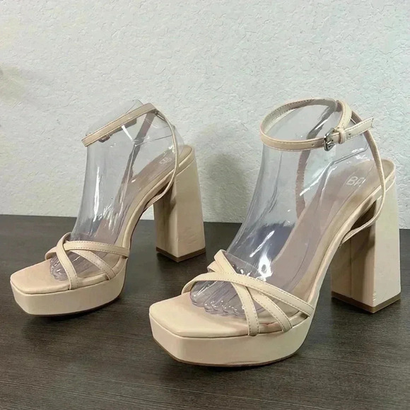 Bp Jaymes Cream Block Heel Platform Sandals Size 11M - Picture 2 of 14